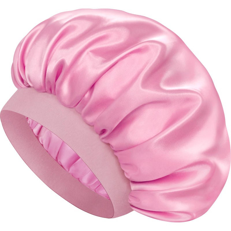 Doitory Satin Silk Bonnet for Sleeping Double Layer Silk Sleep Cap for Men  Women Soft Satin Lined Bonnet for Natural  Curly HairPink